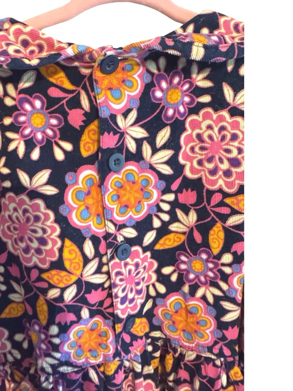 Hanna Andersson Girls Corduroy Floral Dress Size 130 (US 8) Purple Long Sleeve